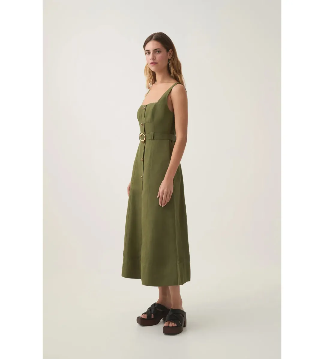 Aje Axle Utility Midi Dress in Palm Green Size AU12 for rent on The Volte - main image