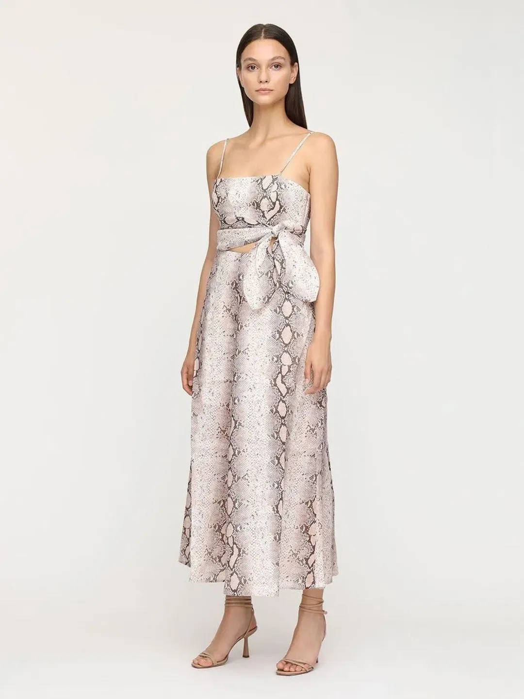 Zimmermann Bellitude Python Cut Out Midi Dress Animal Print Size 1/AU10 for rent on The Volte - main image