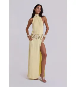 Jaded London Darya Hand Beaded Backless Maxi Dress in Butter Size AU 6 for rent on The Volte - image 1