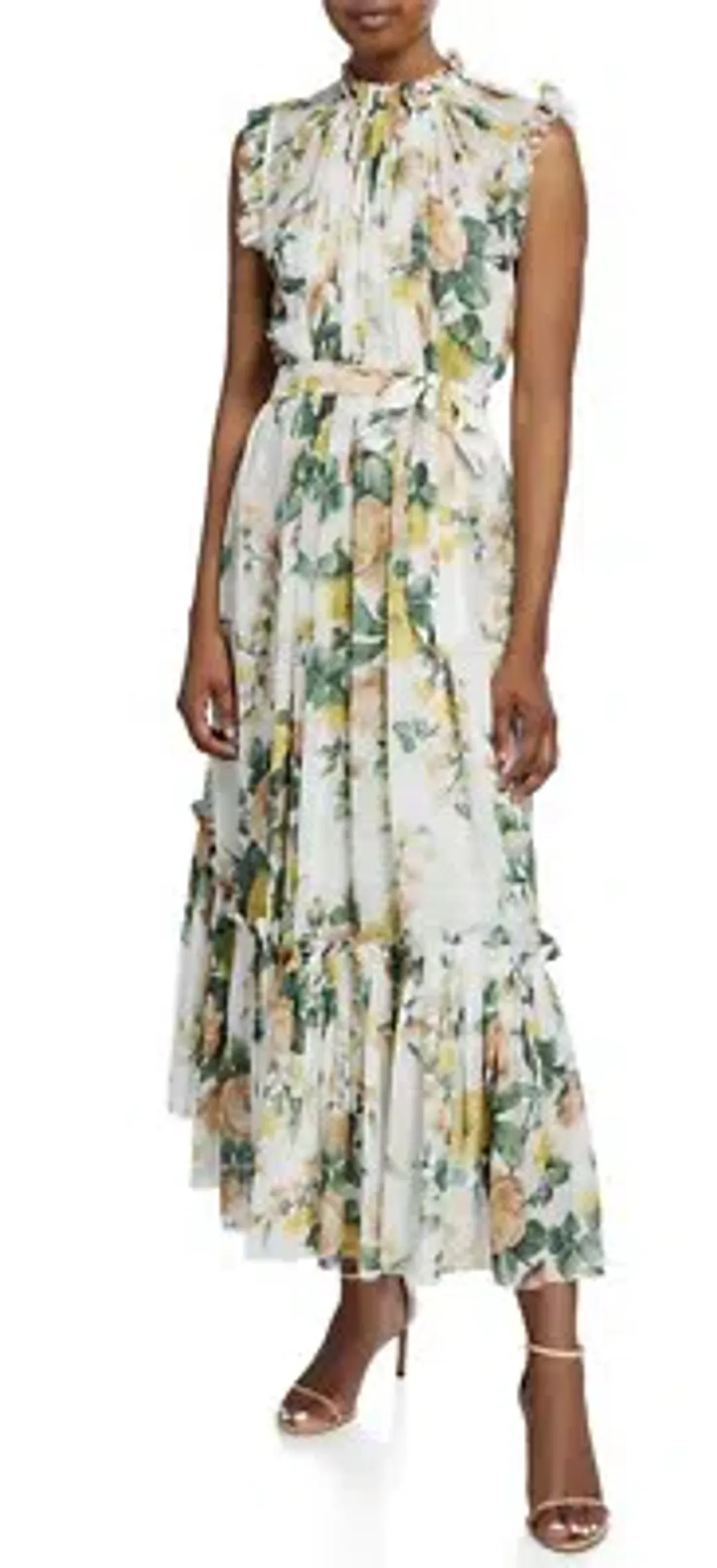Zimmermann Zippy Frill Midi/Maxi Dress White Floral Size 2 AU 12 for rent on The Volte - main image