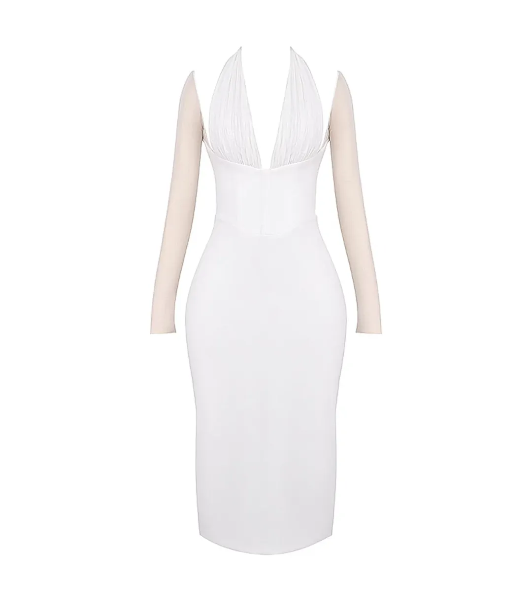 House of CB Yasmin Plunge Midi Dress in White Size 6  for rent on The Volte - main image