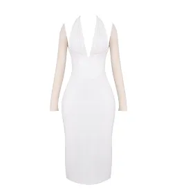 House of CB Yasmin Plunge Midi Dress in White Size 6  for rent on The Volte - image 5
