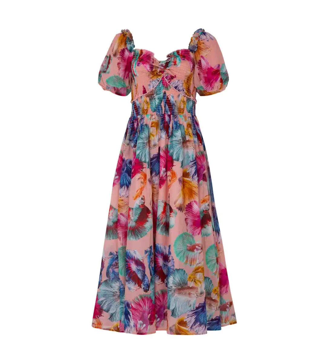 Coop Fish Out Of Water Sweet Hearts Content Midi Dress in Peach Size 16 for rent on The Volte - main image