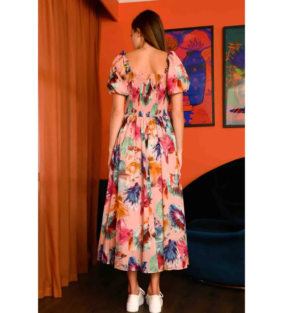 Coop Fish Out Of Water Sweet Hearts Content Midi Dress in Peach Size 16 for rent on The Volte - main image