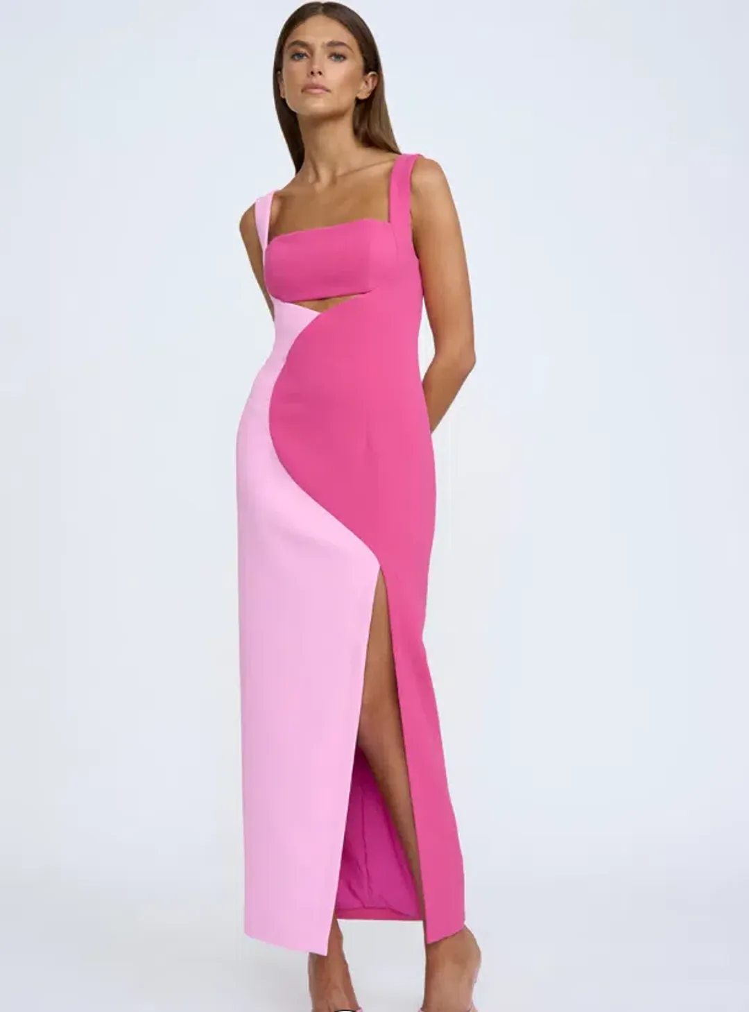 By Johnny Two Tone Curve Midi Dress - Size 10 for rent on The Volte - main image