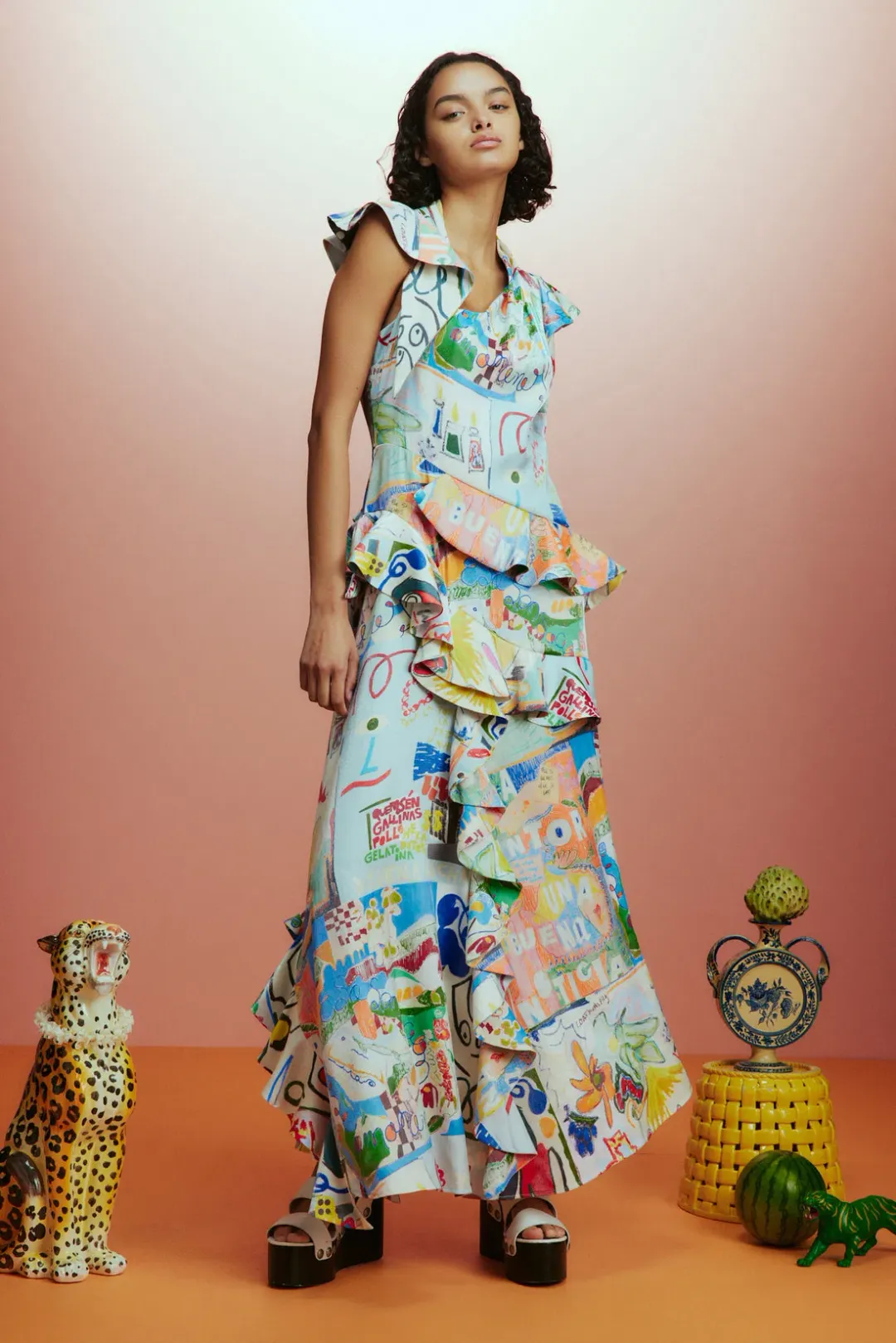 Alemais Aurelia Gown Multi Print Size 8 for rent on The Volte - main image