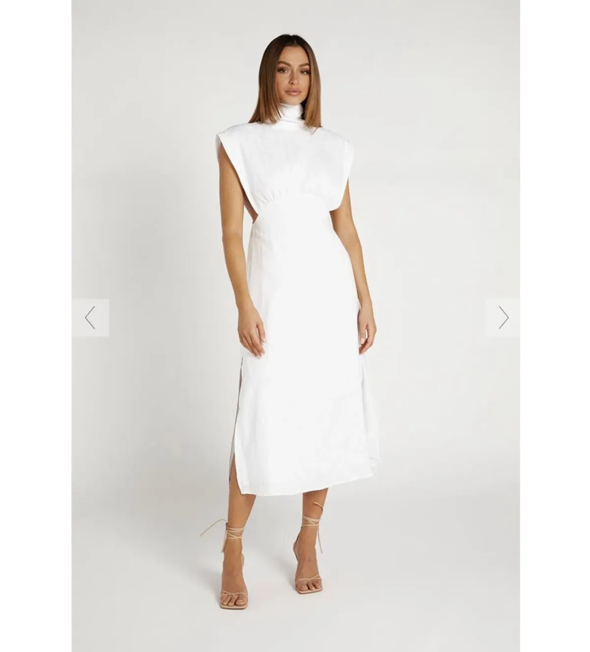 Dissh Della High Neck Midi Linen Dress SIze AU 6 for rent on The Volte - main image