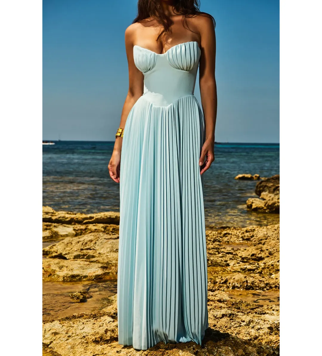 House of CB Marcella Maxi Dress Ocean Blue Size 8 for rent on The Volte - main image