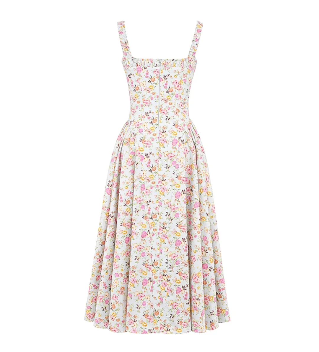 House of CB Dorothy Midi Dress Pale Blue Meadow Print Cotton Size XS/AU 6 for rent on The Volte - main image