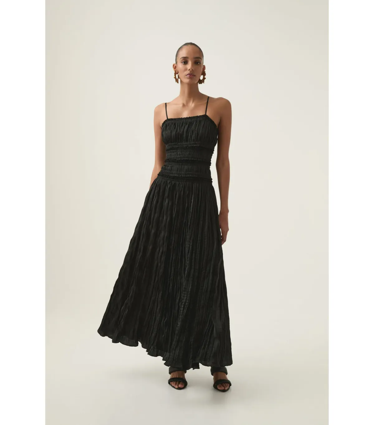 Aje Dewdrop Layered Satin Maxi Gown Black Size AU 10 for rent on The Volte - main image