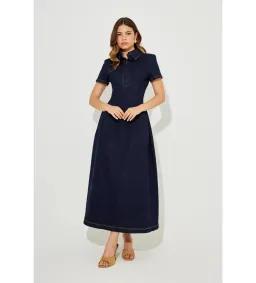 Odd Muse The Ultimate Muse Collared Midi Dress Indigo Blue  Size L / AU 10 for rent on The Volte - image 2