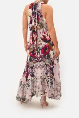 Camilla Necktie Dress with Elasticated Waist Gypsy Rose Floral Pink Size L/AU 14 for rent on The Volte - image 3