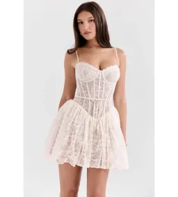 House Of CB Louisa Vintage Cream Mini Dress in Size AU 8 for rent on The Volte - image 1