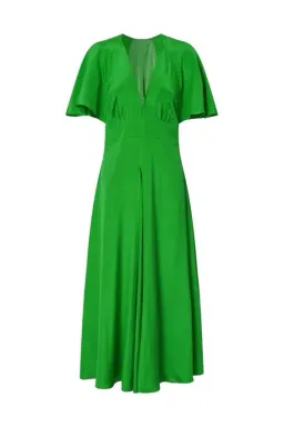 Oroton Cape Sleeve Midi Dress Green Size 10 for rent on The Volte - image 5