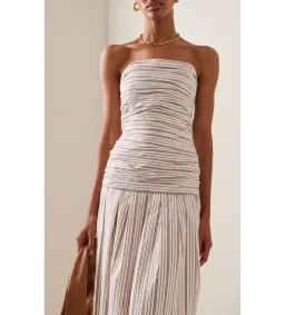 Anna Quan Isadora Strapless Maxi Dress Tobacco Stripe Size AU 10 for rent on The Volte - image 3
