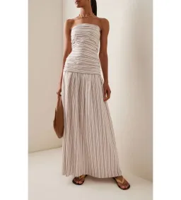 Anna Quan Isadora Strapless Maxi Dress Tobacco Stripe Size AU 10 for rent on The Volte - image 1