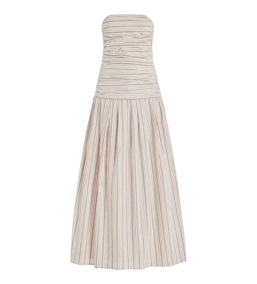 Anna Quan Isadora Strapless Maxi Dress Tobacco Stripe Size AU 10 for rent on The Volte - main image