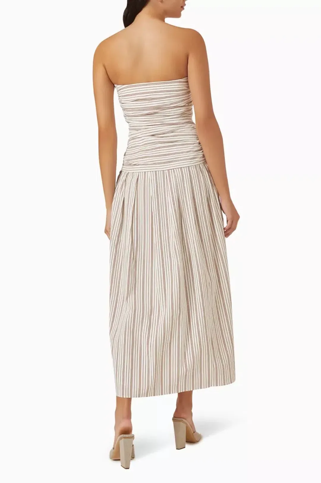 ANNA QUAN Isadora Strapless Maxi Dress Tobacco Stripe 10 for rent on The Volte - main image