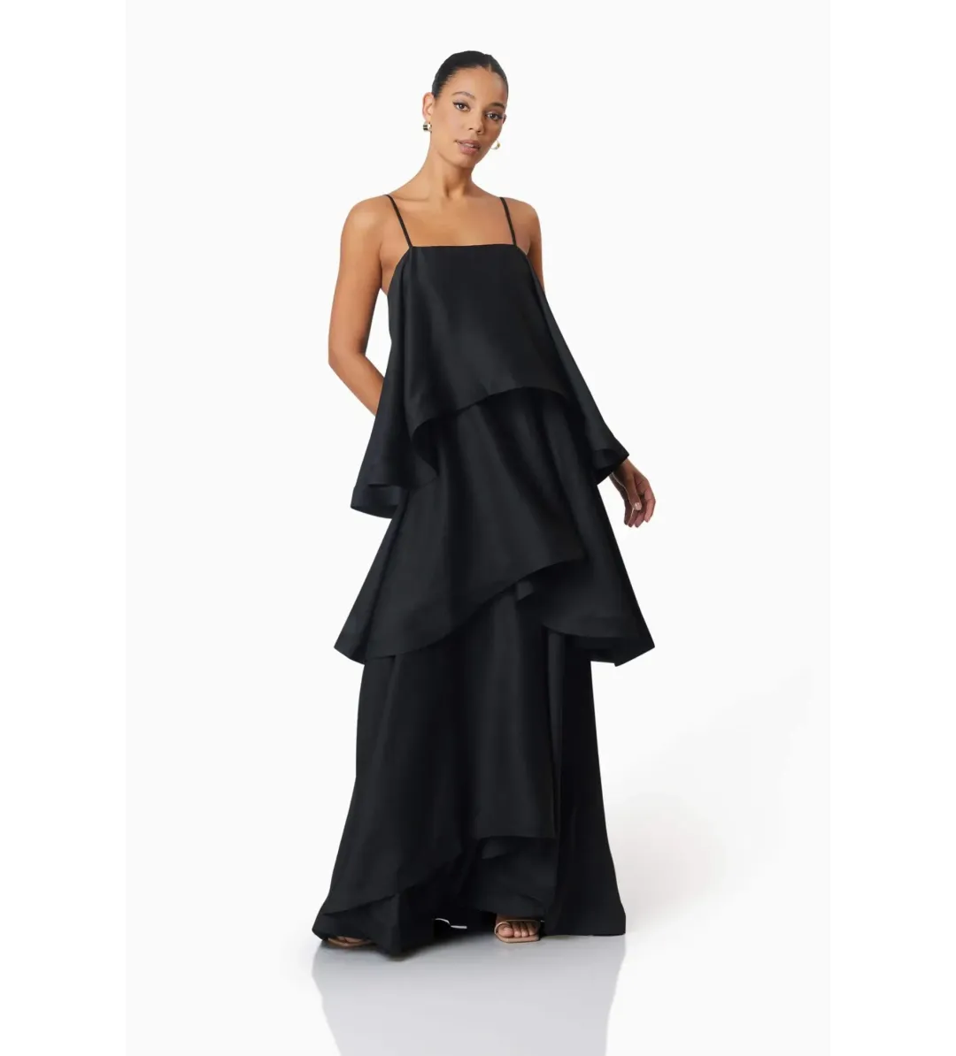 Elliatt Tilly Tiered Maxi Dress Black Size AU 14 for rent on The Volte - main image