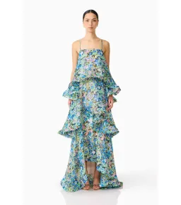 Elliatt Armani Tiered Maxi Dress in Blue Floral Size S / AU 8 for rent on The Volte - image 1