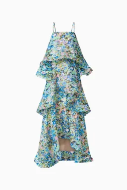 Elliatt Armani Tiered Maxi Dress in Blue Floral Size AU 10 for rent on The Volte - image 3