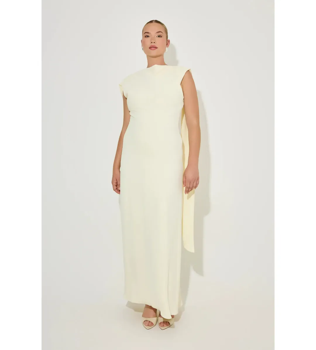 Odd Muse The Ultimate Muse Drape Back Maxi Dress Butter Cream Size 8 for rent on The Volte - main image