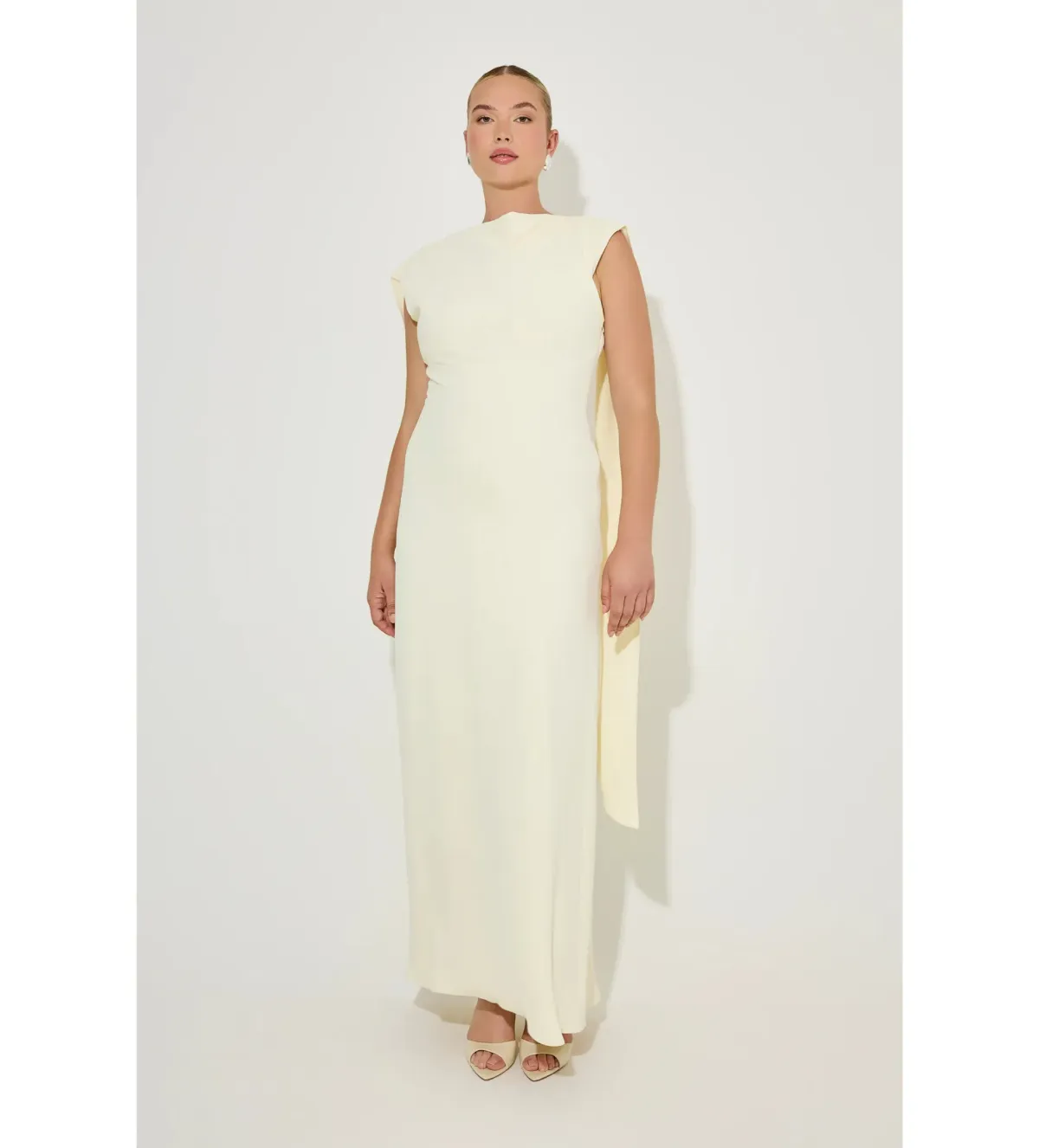 Odd Muse The Ultimate Muse Drape Back Maxi Dress Butter Cream Size 8 for rent on The Volte - main image