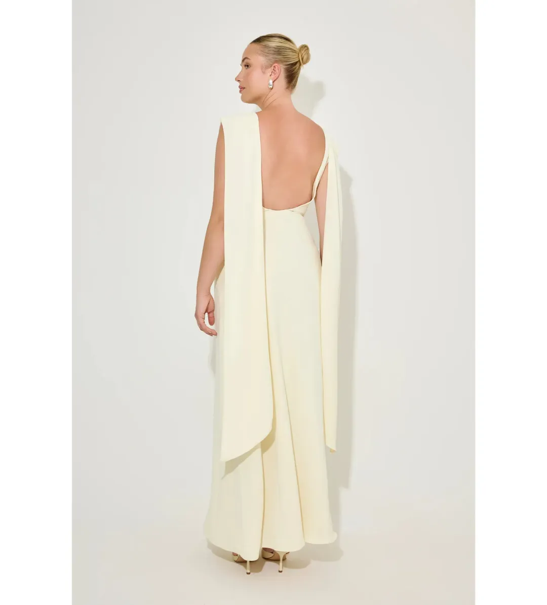 Odd Muse The Ultimate Muse Drape Back Maxi Dress Butter Cream Size 8 for rent on The Volte - main image
