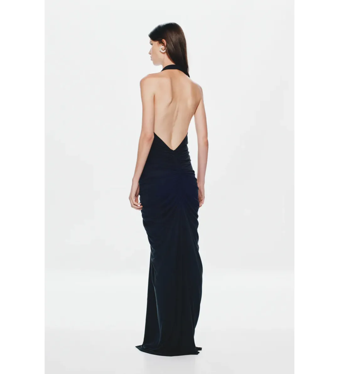 Misha The Venus Gathered Cupro Maxi Dress Black Size XS / AU 6 for rent on The Volte - main image