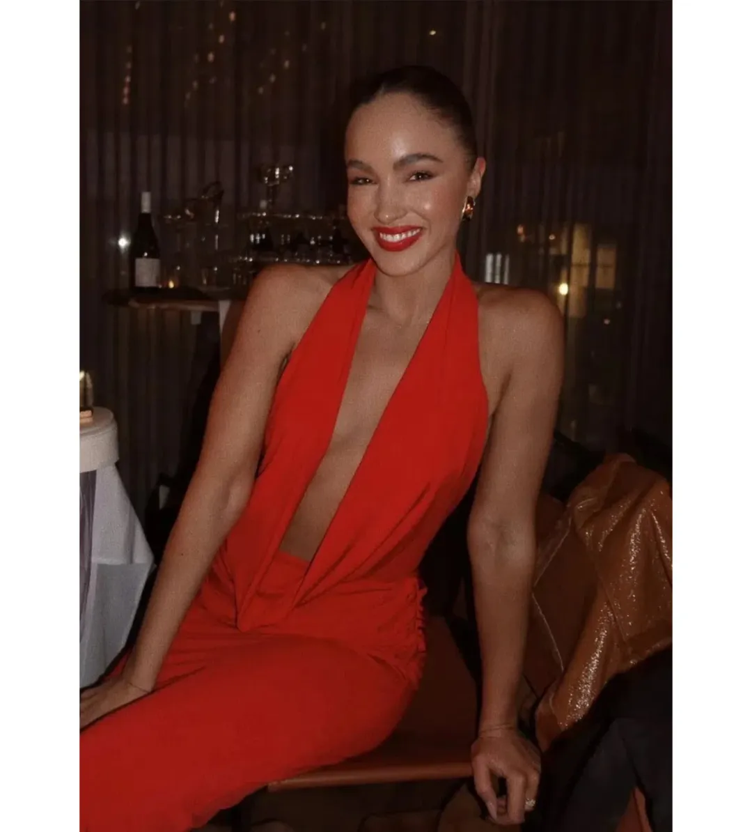 MISHA Vanessa Jersey Maxi Dress Cherry Size XS / AU 6 for rent on The Volte - main image