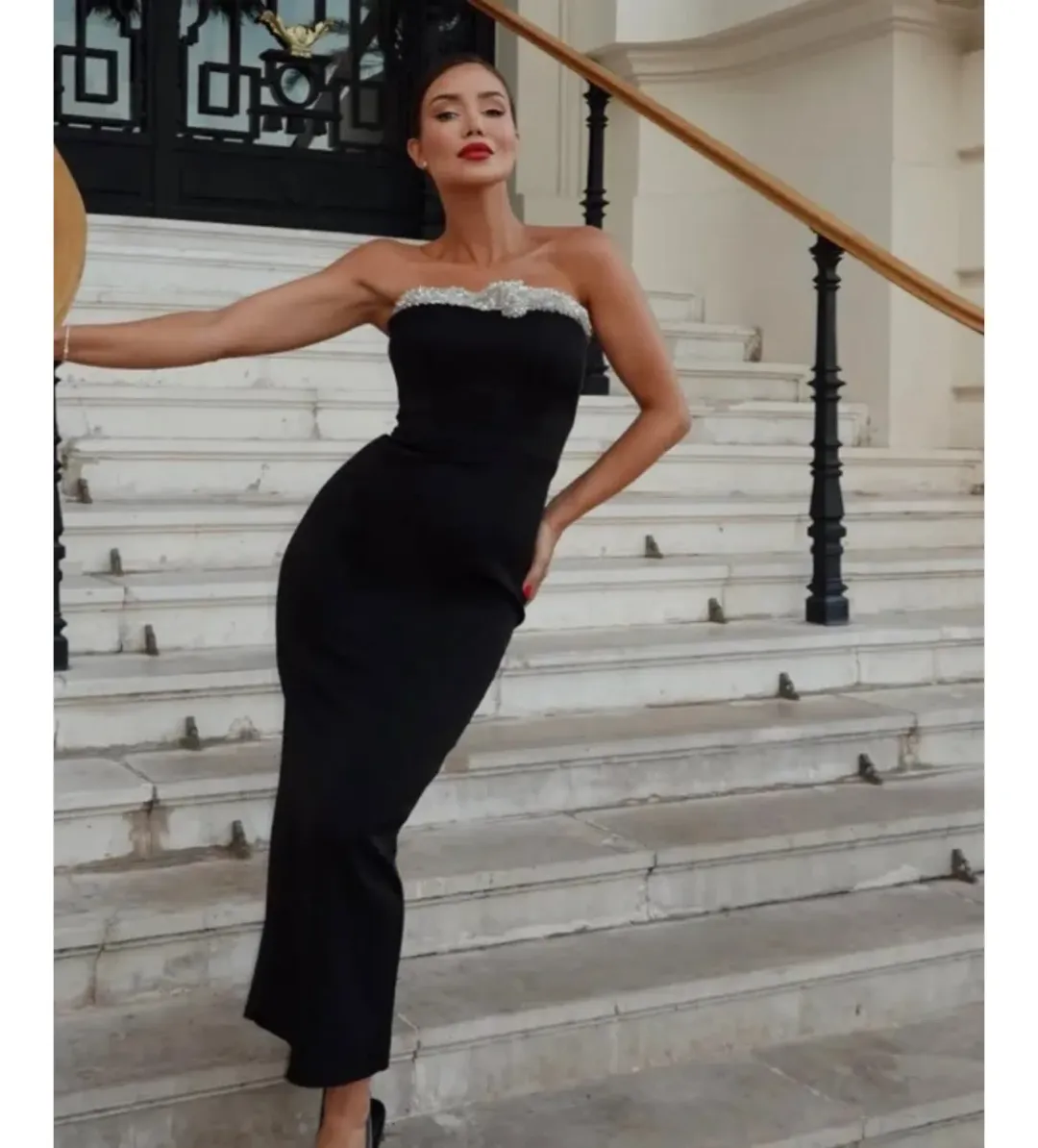 Rachel Gilbert Lorna Midi Dress Black Size 5 / AU 16 for rent on The Volte - main image