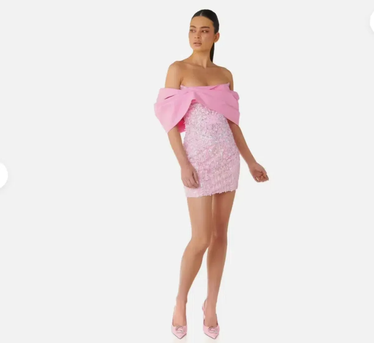 Eliya The Label Bianca Mini Dress Pink Sequence Dress Size L/ AU 12 for rent on The Volte - main image