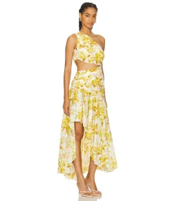 Zimmermann Golden Asymmetric Midi Dress in Yellow Toile Floral Size / 3 AU 14 for rent on The Volte - image 2