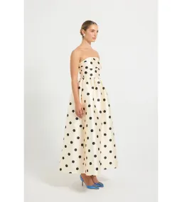 Pasduchas Dottie Strapless Midi Dress in Cream/Black Size AU 8 for rent on The Volte - image 2