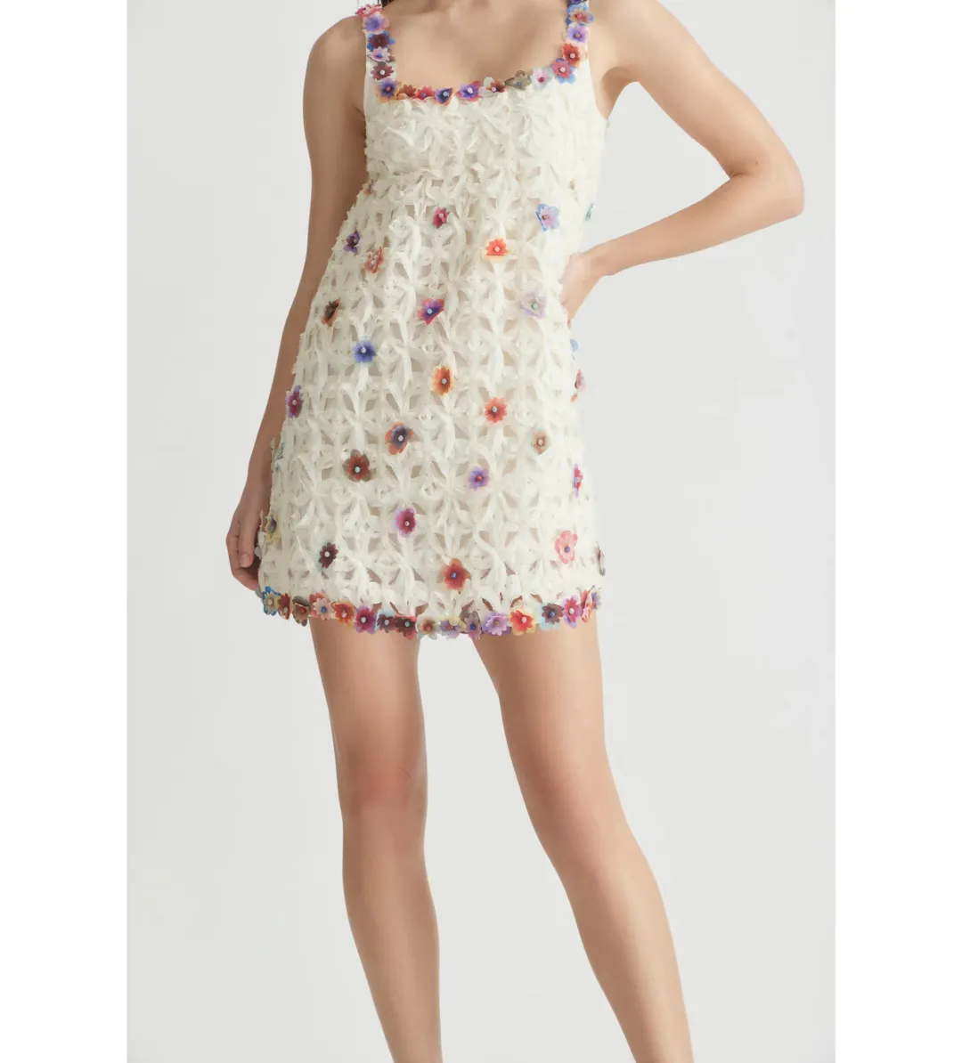 Antipodean Echo Crochet Flower Mini Dress Size AU 6 for rent on The Volte - main image