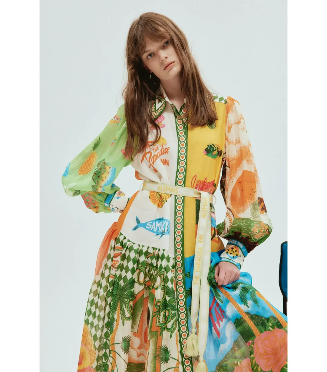 Alemais Paradiso Midi Shirtdress in Multi Size AU 10  for rent on The Volte - main image