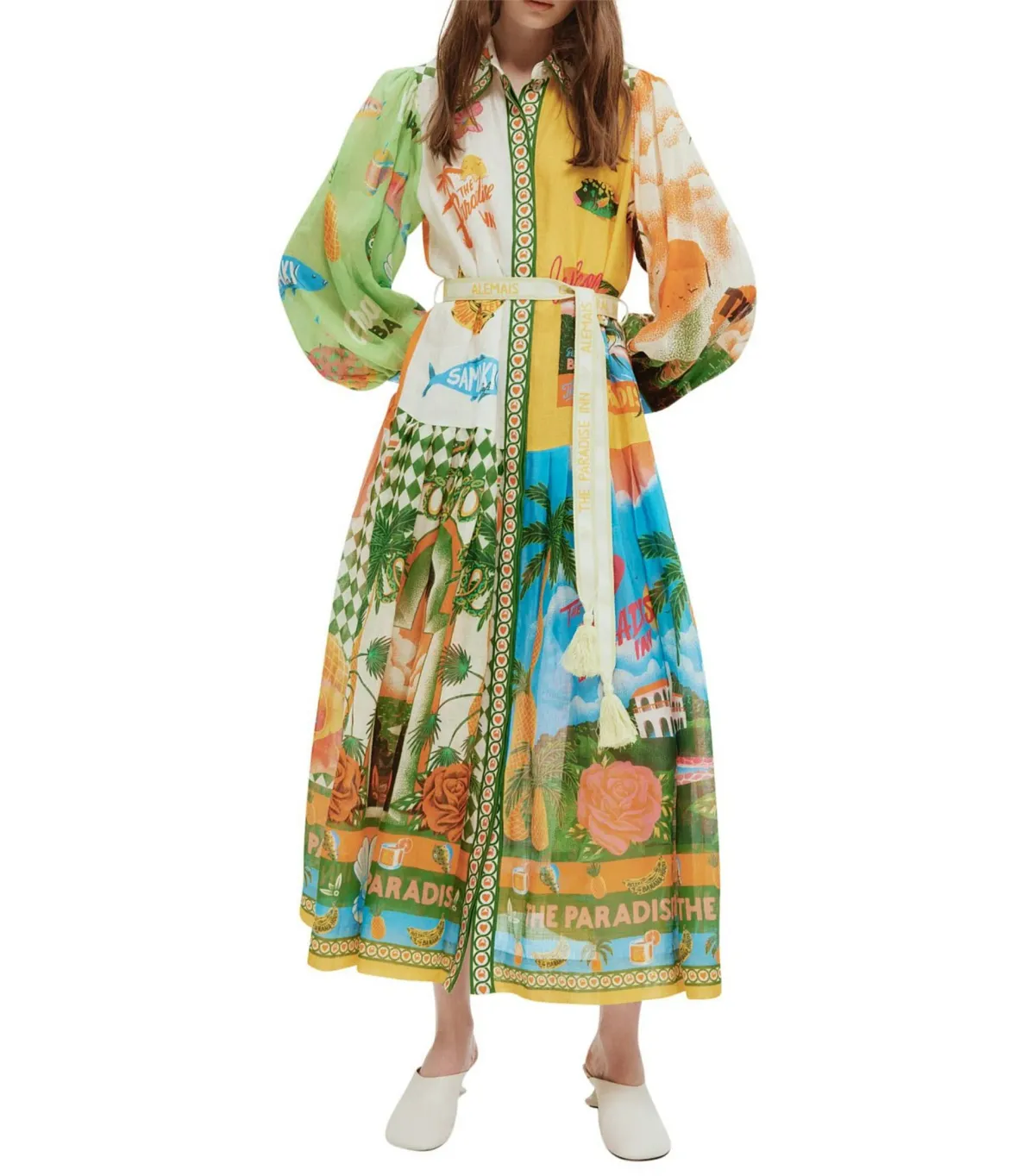 Alemais Paradiso Midi Shirtdress in Multi Size AU 10  for rent on The Volte - main image