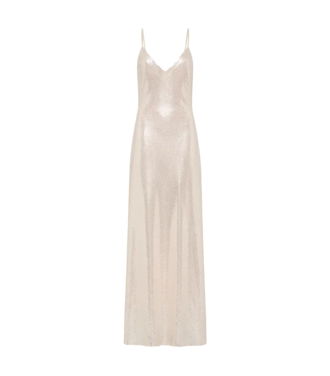 Manning Cartell High Voltage Slip Maxi Dress Nude Silver Size AU 6 for rent on The Volte - main image