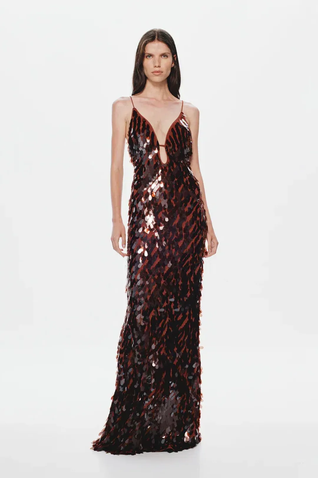 Misha Collection The Sapphire Sequin Maxi Dress in Fig Size 8/S for rent on The Volte - main image
