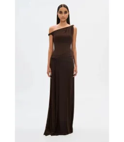 Misha Collection Sisal Mesh Maxi Dress Espresso Size 8/S for rent on The Volte - image 1