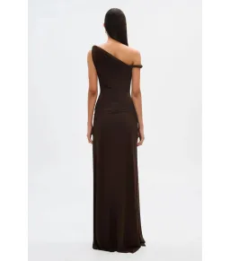 Misha Collection Sisal Mesh Maxi Dress Espresso Size 8/S for rent on The Volte - image 3