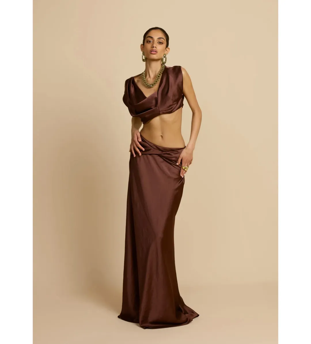 Arcina Ori Andi Top and Maxi Skirt Set Cacao Size S / AU 8 for rent on The Volte - main image