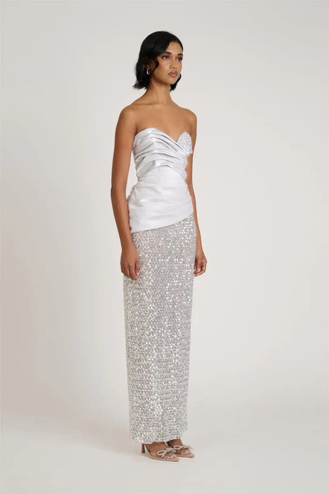  Eliya The Label Gia Maxi Gown Silver Size XS / AU 6 for rent on The Volte - main image