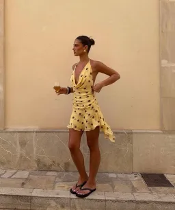 Harlow Halter Mini Dress Yellow Size AU 8 for rent on The Volte - image 2