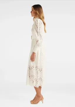 Forever New Fifi Broderie Midi Shirt Dress White Size S / AU 8 for rent on The Volte - image 2
