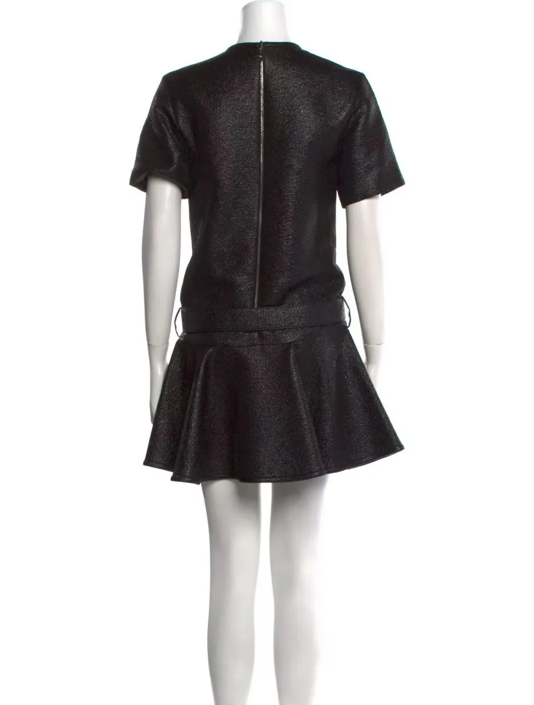 Louis Vuitton Black Wool Blend Belted Mini Dress Size 38 for rent on The Volte - main image