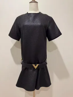 Louis Vuitton Black Wool Blend Belted Mini Dress Size 38 for rent on The Volte - image 3