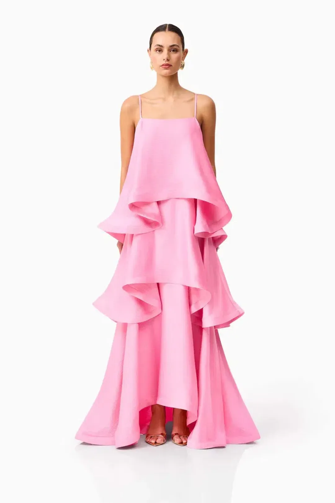 ELLIATT TILLY TIERED MAXI DRESS IN PINK SIZE 8 (S) for rent on The Volte - main image