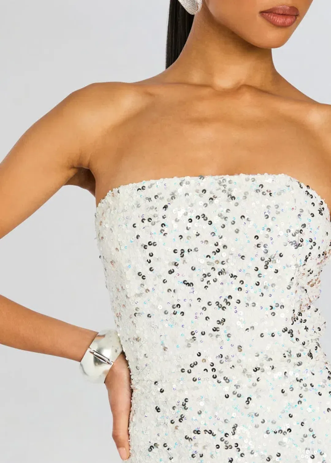 Retrofête Heather Sequin Dress White Size S/ Au 8  for rent on The Volte - main image