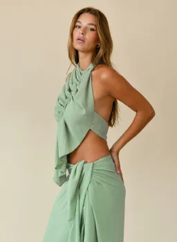 Koster Kulture Bobbies Halter Top XS / AU 6 and Maxi Skirt Size S / AU 8 Set in Pistachio  for rent on The Volte - image 4